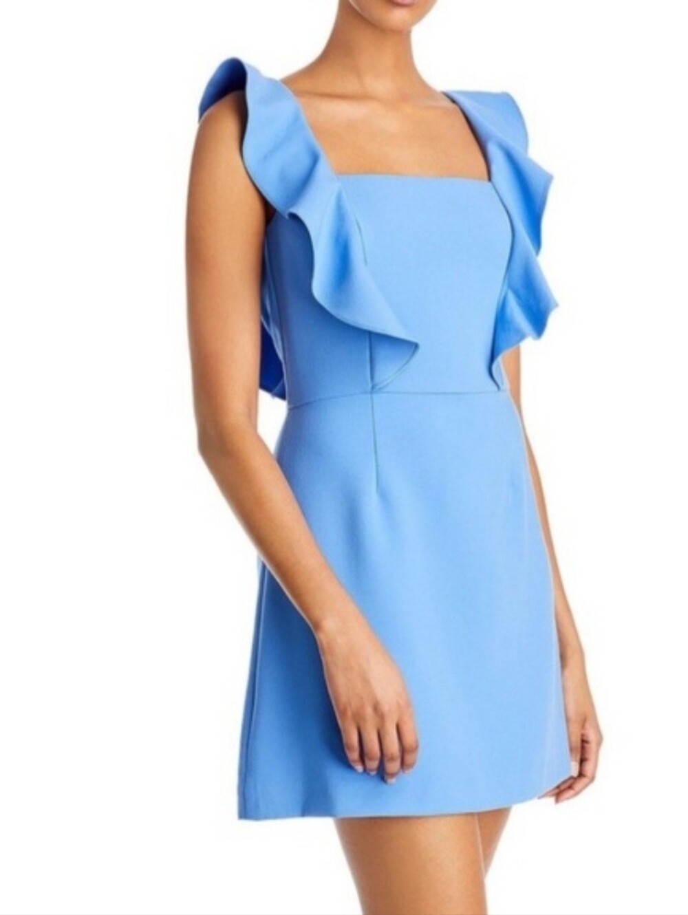 French Connection Whisper Blue Ruffle Mini Dress